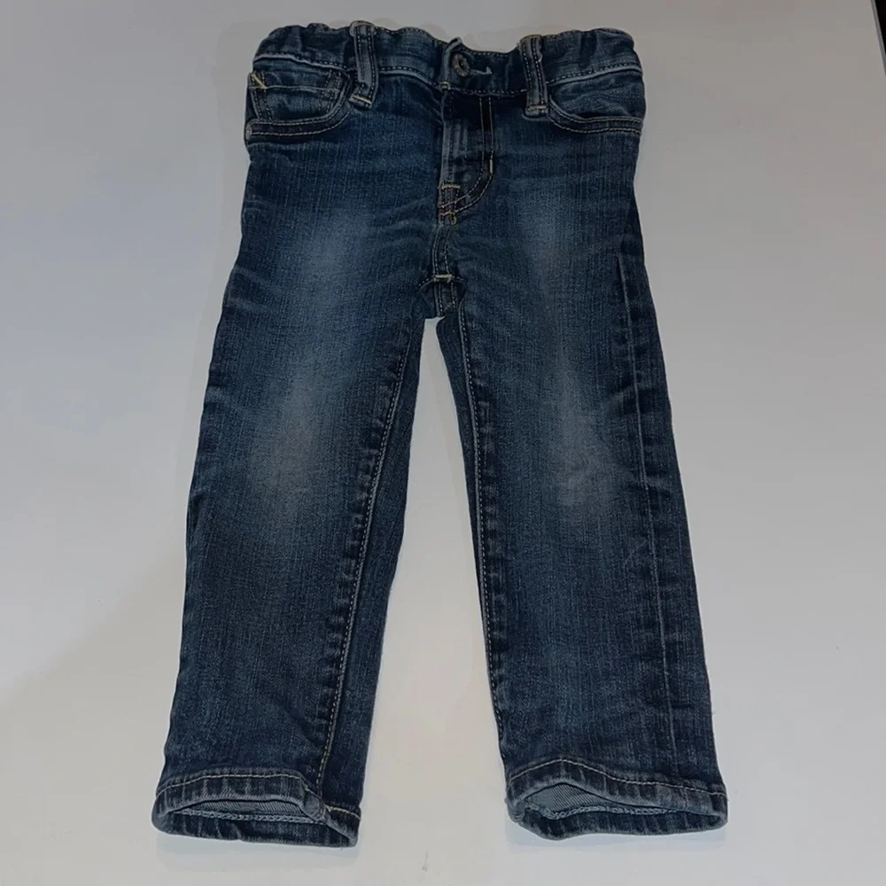 Gap 1969 Baby Skinny Jeans Sz 18-24 Months Medium Wash‎ Stretch Adjustable Waist